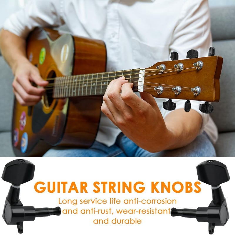 FOCCTS 6 Pieces Guitar String Tuning Pegs Guitar Tuner Machine Heads Knobs Guitar Tuning Pegs Guitar Tuner Keys for Fender Stratocaster Telecaster Electric Guitar (3 Left + 3 Right) - Image 5
